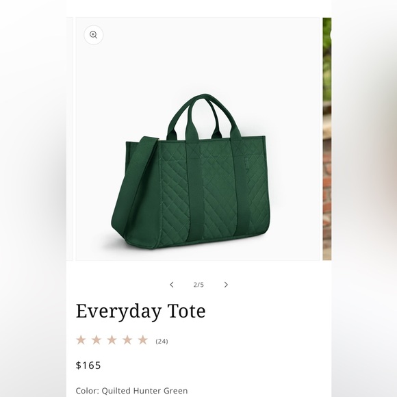 Canvelle Medium Everyday Tote - Limited Release Quilted Hunter Green NWT - Picture 2 of 9